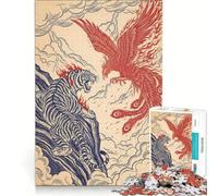 Rompecabezas de 1000 Piezas con ilustración del enfrentamiento Entre el Tigre y el fénix Juguetes para armar Actividades Familiares con Piezas de Formas aleatorias Que encajan Perfectamente 38x26cm