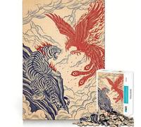 Rompecabezas de 1000 Piezas con ilustración del enfrentamiento Entre el Tigre y el fénix para Adolescentes Mejora la Memoria Divertido y Relajante Bordes precisos Regalo Original 38x26cm