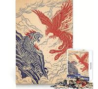Rompecabezas de 1000 Piezas con ilustración del enfrentamiento Entre el Tigre y el fénix para Adultos Ideal para estimular la Memoria y Pasar un Buen rato Obra de Arte para armar 50x75cm