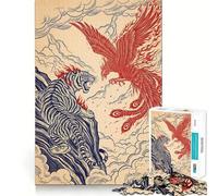 Rompecabezas de 1000 Piezas con ilustración del enfrentamiento Entre el Tigre y el fénix para Adultos Ideal para estimular la Memoria y Pasar un Buen rato Obra de Arte para armar 50x75cm