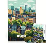 Rompecabezas de 1000 Piezas con ilustración del Horizonte de Boston para Adultos Desarrolla la Memoria, Evita distracciones y CREA una Experiencia Festiva y Sorprendente (38x52cm)