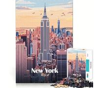 Rompecabezas de 1000 Piezas con ilustración del Horizonte de la Ciudad de Nueva York,Juego de Corte sin Costuras,Actividad Mental Inteligente,Juego Tranquilo,Divertido,Regalo para Aficionados