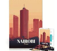 Rompecabezas de 1000 Piezas con ilustración del Horizonte de Nairobi,Kenia Corte Impecable Divertido Juego para Resolver Problemas Juego Gratuito Arte (38x52cm)