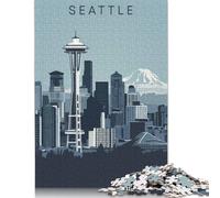Rompecabezas de 1000 Piezas con ilustración del Horizonte de Seattle para Adultos. Rompecabezas de 1000 Piezas para Adultos. Impresionante Regalo (75 x 50 cm).