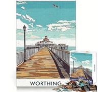 Rompecabezas de 1000 Piezas con ilustración del Muelle de Worthing para Adultos Pensamiento estratégico Escape Tranquilo Ajuste preciso Un Regalo Encantador (50x75cm)