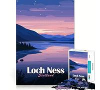 Rompecabezas de 1000 Piezas con ilustración del Paisaje del Lago Ness,Escocia Juguete para Resolver Problemas Juego Relajante para Momentos de Tranquilidad Regalo de decoración navideña 38x52cm