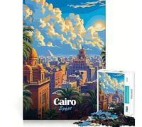 Rompecabezas de 1000 Piezas con ilustración del Paisaje Urbano de El Cairo,Egipto Corte preciso Divertido desafío Mental Juguete para Relajarse Juego de cumpleaños Arte para Jugar (38x26cm)