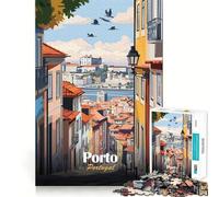 Rompecabezas de 1000 Piezas con ilustración del Paisaje Urbano de Oporto,Portugal Juego preciso para armar,Actividad Cerebral,diversión,Tiempo Libre,Regalo de cumpleaños (50x75cm)