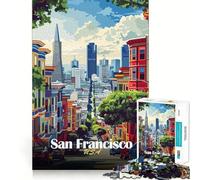 Rompecabezas de 1000 Piezas con ilustración del Paisaje Urbano de San Francisco Encaje Juego de ingenio artístico Tiempo de Descanso (50x75cm)