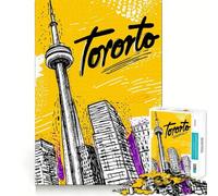Rompecabezas de 1000 Piezas con ilustración del Paisaje Urbano de Toronto para Adolescentes Juguete para desarrollar la Mente y divertirse Diseño Elegante para armar Regalo Ideal 38x26cm