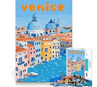 Rompecabezas de 1000 Piezas con ilustración del Paisaje Urbano de Venecia para Adolescentes Juego Divertido y fácil de armar Sin Huecos Actividad Nocturna para Toda la Familia (50x75cm)