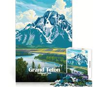 Rompecabezas de 1000 Piezas con ilustración del Parque Nacional Grand Teton Diseño Limpio,práctico y Divertido Ideal para Jugar en un Ambiente Acogedor Pieza de Arte navideña 50x75cm
