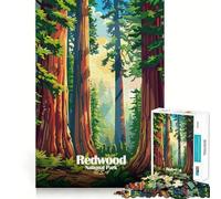 Rompecabezas de 1000 Piezas con ilustración del Parque Nacional Redwood,Ideal para divertirse resolviendo Problemas,un Juego Tranquilo para Pasar el rato (50x75cm)