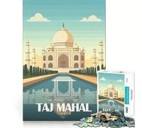 Rompecabezas de 1000 Piezas con ilustración del Taj Mahal para Adolescentes Juguete de lógica Que estimula la Mente y relaja Bordes definidos Regalo Sorpresa de cumpleaños 50x75cm