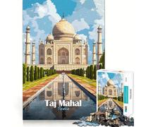 Rompecabezas de 1000 Piezas con ilustración del Taj Mahal para Adolescentes Mejora la Memoria, relájate y Disfruta del Momento Bordes precisos Un Regalo increíble 38x52cm