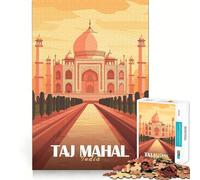Rompecabezas de 1000 Piezas con ilustración del Taj Mahal para Adultos Juguete Mental Relajante y Divertido Corte Premium Regalo de cumpleaños 50x75cm