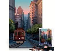 Rompecabezas de 1000 Piezas con ilustración del tranvía de San Francisco para Adultos Juguete de lógica Fina para el Tiempo Libre Arte de Bordes limpios y Coleccionable (50x75cm)