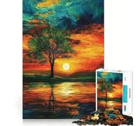 Rompecabezas de 1000 Piezas con Imagen de un árbol al Atardecer, Juguete Intelectual para Adultos, Relajante y Divertido, Pieza de Arte 38x26cm