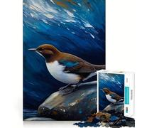 Rompecabezas de 1000 Piezas con Imagen de un mirlo acuático de Garganta Blanca Pintado sobre una Roca Juguete Creativo con Cierre Seguro sin Piezas Sueltas Actividad para Fortalecer los Lazos