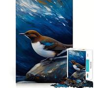 Rompecabezas de 1000 Piezas con Imagen de un mirlo acuático de Garganta Blanca sobre una Roca Ideal para desarrollar la Memoria y la Capacidad de Corte estimular la Mente