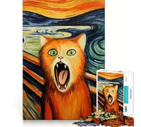 Rompecabezas de 1000 Piezas con imágenes de Gatos Gritando,Juego Creativo para Fortalecer el Cerebro,decoración navideña para la Pared (38x26cm)