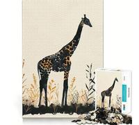 Rompecabezas de 1000 Piezas con Jirafa en Acuarela Entre Hierba Alta para Adolescentes Diversión tamaño Uniforme Piezas precisas Actividad Relajante para Grupos en Interiores (38x52cm)