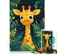 Rompecabezas de 1000 Piezas con Jirafa Sonriente en la Jungla para Adultos Mejora la Memoria Alegría Familiar Diseño para armar Elige tu Deseo de Papá Noel 38x52cm