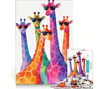 Rompecabezas de 1000 Piezas con Jirafas Coloridas y Divertidas, Juguete Educativo, Juego de Velocidad Manual, con Piezas de Formas aleatorias Que encajan Perfectamente 38x52cm