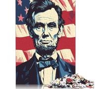 Rompecabezas de 1000 Piezas con la Bandera de Abraham Lincoln, EE. UU., para Adultos, Ideal para Relajarse, (75 x 50 cm)