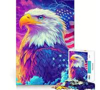 Rompecabezas de 1000 Piezas con la Bandera del águila Americana Juego cognitivo Divertido con componentes Resistentes y de fácil Limpieza Momento de Tranquilidad y Ejercicio Mental en casa (38x26cm)