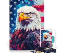 Rompecabezas de 1000 Piezas con la Bandera del águila Americana para Adultos Diversión Garantizada Corte láser Tiempo de relajación y Ejercicio Mental en casa (50x75cm)