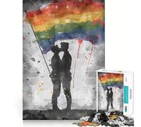 Rompecabezas de 1000 Piezas con la Bandera del Orgullo Gay para Adolescentes Juego Inteligente para Relajarse y armar Patrones Lista de Deseos de Papá Noel 38x52cm