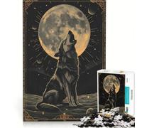 Rompecabezas de 1000 Piezas con la Carta del Tarot del Lobo Aullador, Juego Imposible, Actividades Divertidas para Hacer en casa, colección de Artistas, Bellas Artes 38x52cm