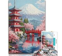 Rompecabezas de 1000 Piezas con la Encantadora Escena del Monte Fuji para Adolescentes, Juguete Educativo Intelectual descompresor, Gran Regalo y Juguetes de 50x75cm