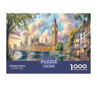 Rompecabezas de 1000 Piezas con la Escena del Puente de la Torre: Big Ben Junto al río, para Adultos y Adolescentes, Juego Educativo de descompresión, 52 x 38 cm (1000 Piezas)