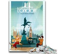 Rompecabezas de 1000 Piezas con la Historia de los Viajes por la Ciudad de Londres para Adultos y Adolescentes Juguetes educativos,Juegos antiestrés,Regalos de Amigo Invisible para niños de 14 años