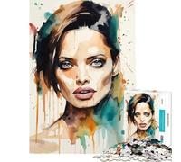 Rompecabezas de 1000 Piezas con la Imagen de Angelina Jolie Juego Educativo Que desafía la Inteligencia Cerebral Juguetes adictivos Regalos de Amigo Invisible Regalo de cumpleaños (Tamaño 38x52cm)