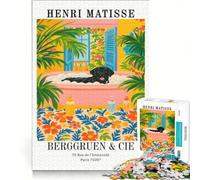 Rompecabezas de 1000 Piezas con la Imagen de Henri Matisse Baño de Perros Ideal para Juegos en Familia Regalo de cumpleaños Incluye póster y Hoja de Preguntas a Juego 50x75cm
