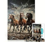 Rompecabezas de 1000 Piezas con la Imagen de Tres Caballos Corriendo, Ideal para Adolescentes Juguete cognitivo, Juego de Mesa de Ocio Suave Obra de Arte 50x75cm