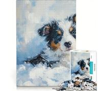 Rompecabezas de 1000 Piezas con la Imagen de un Cachorro de Border Collie en la Nieve, Ideal para Decorar la Pared o para Reducir el estrés Perfecto como Regalo 50x75cm