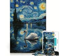 Rompecabezas de 1000 Piezas con la Imagen de un Cisne en la Noche Estrellada para Adultos Ideal para estimular la Memoria y Pasar un Buen rato Obra de Arte para armar 50x75cm
