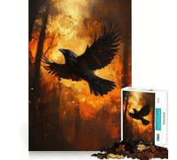 Rompecabezas de 1000 Piezas con la Imagen de un Cuervo en Llamas, Ideal para Adolescentes Juguete de lógica Fina, Divertido y Relajante Decoración de Pared con Bordes limpios (38x26cm)