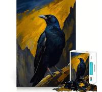 Rompecabezas de 1000 Piezas con la Imagen de un Cuervo posado sobre una montaña de Fondo Ideal para Adultos fortalece la Memoria es un Juego Divertido y Casual con Bordes limpios y un Regalo clásico
