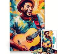 Rompecabezas de 1000 Piezas con la Imagen de un Guitarrista Sonriente para Adultos Juguete Creativo para Relajarse y Pensar Decoración de Pared con un diseño Limpio y Elegante 50x75cm