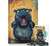 Rompecabezas de 1000 Piezas con la Imagen de un hipopótamo Gritando, Ideal para Adolescentes Juguete de lógica para Jugar en Grupo Corte de precisión Regalo Original (50x75cm)