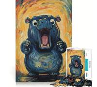 Rompecabezas de 1000 Piezas con la Imagen de un hipopótamo Gritando, Ideal para Adolescentes, para estimular la Memoria, para el hogar, para armar o como Regalo (38x26cm)