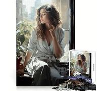 Rompecabezas de 1000 Piezas con la Imagen de una Mujer sentada Cerca de una Ventana, Ideal para Adolescentes Mejora la Memoria, fomenta la Calma y el Ocio Bordes definidos Regalo Festivo (38x26cm)
