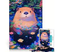 Rompecabezas de 1000 Piezas con la Imagen de una Nutria en un Estanque Floral para Adolescentes Juguete Que estimula la lógica y Alivia la tensión Borde de Calidad Artículo de Santa Claus (38x52cm)
