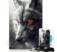 Rompecabezas de 1000 Piezas con la Mirada penetrante del Lobo para Adultos Piensa,Entrena y Juega Cierre Seguro,sin Piezas Sueltas aliviar el estrés (50x75cm)