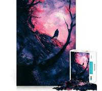 Rompecabezas de 1000 Piezas con la Pintura Cuervo en un Bosque Oscuro para Adultos Juguete Inteligente para Toda la Familia Obra de Arte de Corte preciso (38x52cm)